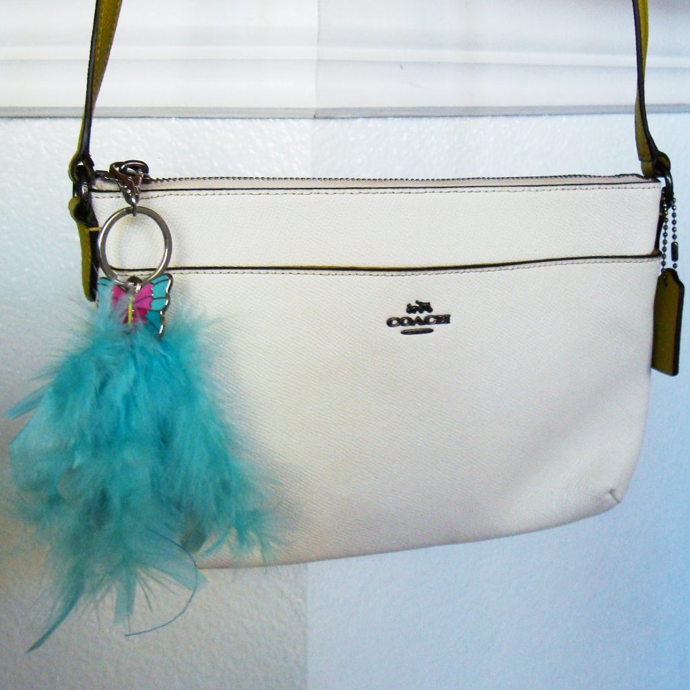 COACH Ivory/chartreuse Leather Crossbody Bag